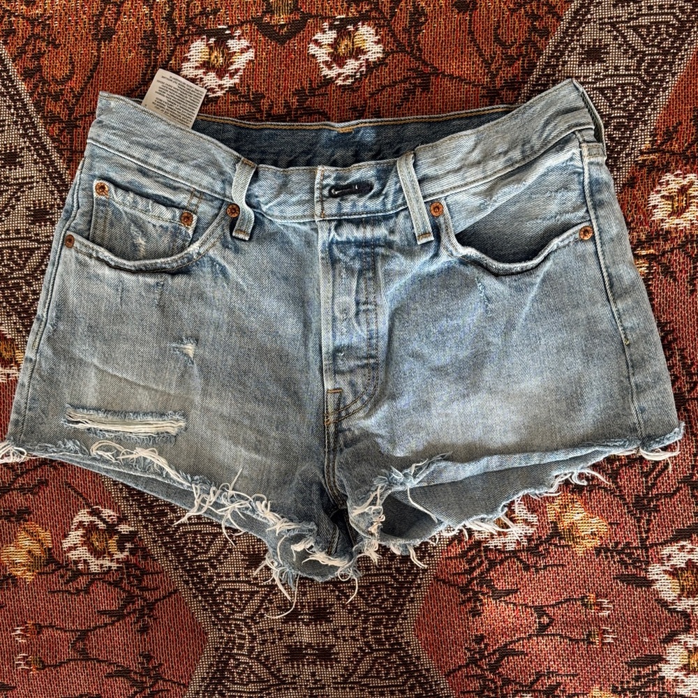 Levi's Light Blue Distressed Jean Shorts